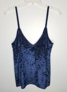 Project Social T Blue Crushed Velvet Tank Top M